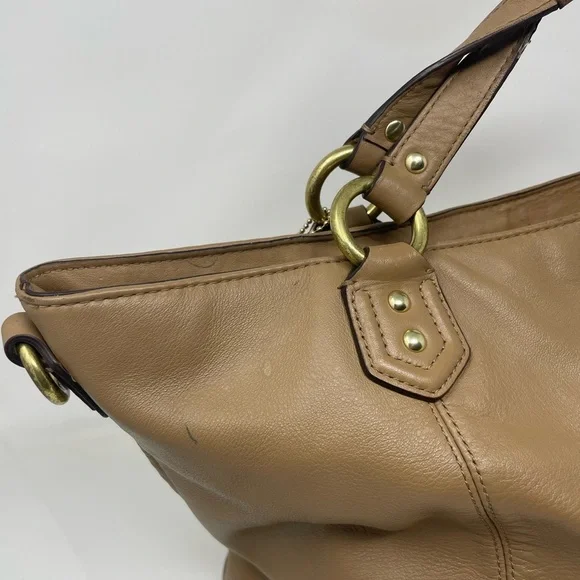 Coach Tan Leather Handbag with Gold Accents - Picture 5 of 7